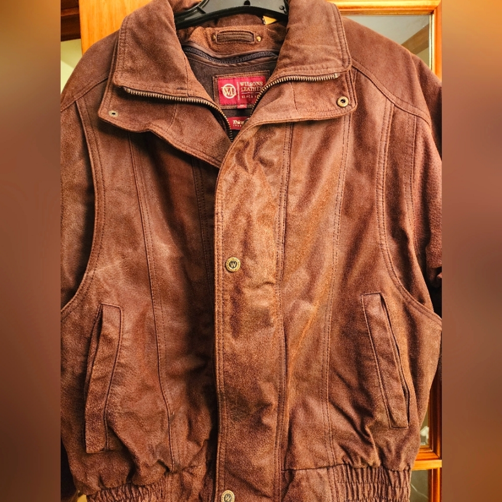Leather bomber jacket